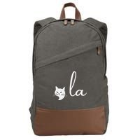 Retro Cat Comma La Kamala Harris For President 2024 Election Cotton Canvas Backpack