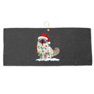 Ragdoll Cat Christmas Lights Xmas Cat Lover Funny Gift Large Microfiber Waffle Golf Towel