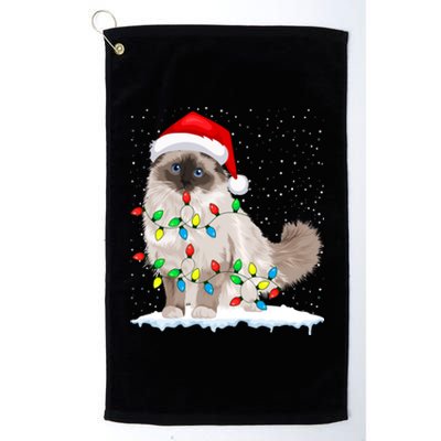 Ragdoll Cat Christmas Lights Xmas Cat Lover Funny Gift Platinum Collection Golf Towel