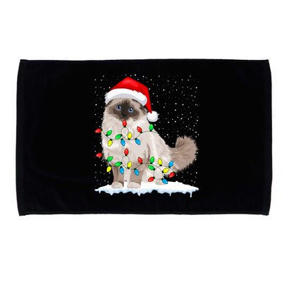 Ragdoll Cat Christmas Lights Xmas Cat Lover Funny Gift Microfiber Hand Towel