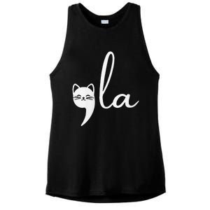 Retro Cat Comma La Kamala Harris For President 2024 Election Ladies PosiCharge Tri-Blend Wicking Tank