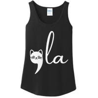 Retro Cat Comma La Kamala Harris For President 2024 Election Ladies Essential Tank