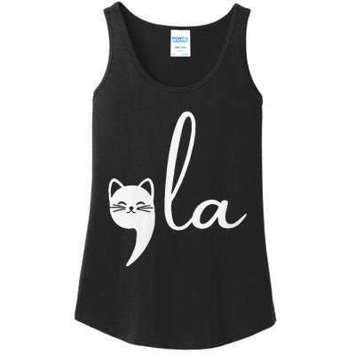 Retro Cat Comma La Kamala Harris For President 2024 Election Ladies Essential Tank