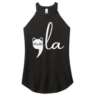 Retro Cat Comma La Kamala Harris For President 2024 Election Women's Perfect Tri Rocker Tank