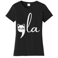 Retro Cat Comma La Kamala Harris For President 2024 Election Women's T-Shirt