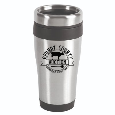 Retro Cow Cattle Grundy County Auction Western Country Farm 16oz Travel Tumbler