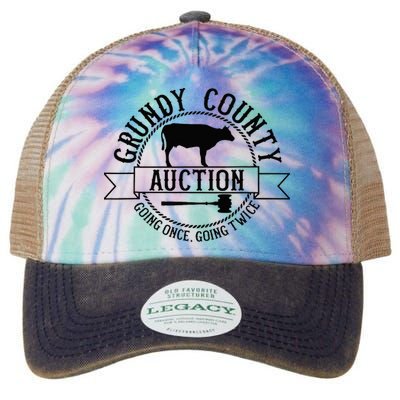 Retro Cow Cattle Grundy County Auction Western Country Farm Legacy Tie Dye Trucker Hat