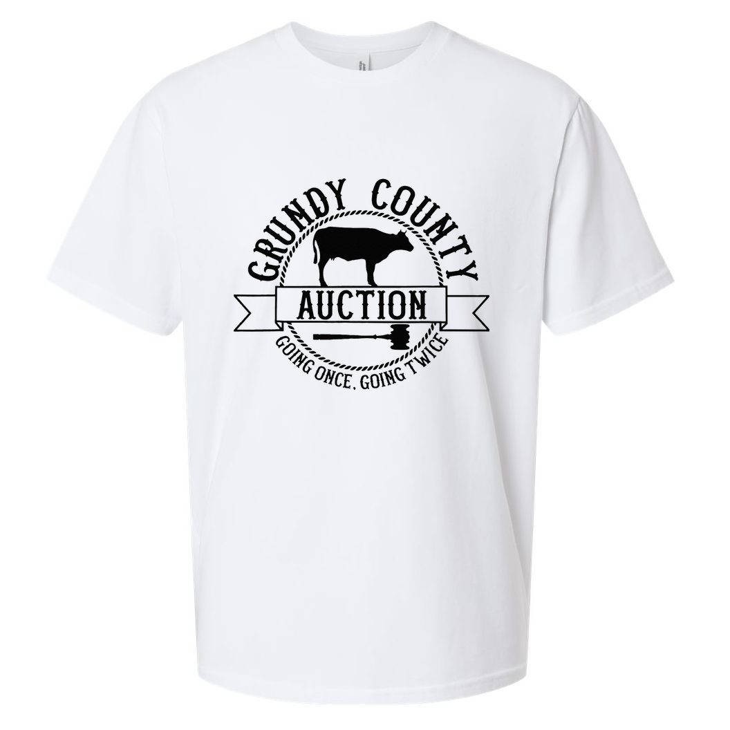 Retro Cow Cattle Grundy County Auction Western Country Farm Sueded Cloud Jersey T-Shirt