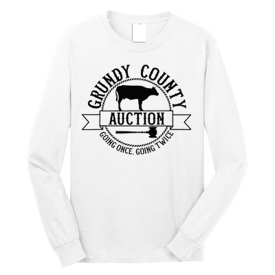 Retro Cow Cattle Grundy County Auction Western Country Farm Long Sleeve Shirt