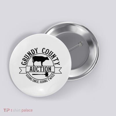 Retro Cow Cattle Grundy County Auction Western Country Farm Button