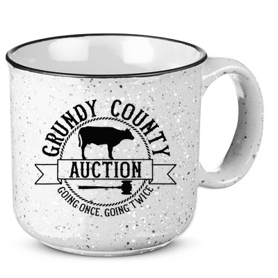 Retro Cow Cattle Grundy County Auction Western Country Farm 15oz Campfire Ceramic Mug