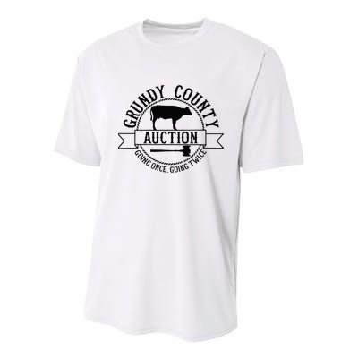 Retro Cow Cattle Grundy County Auction Western Country Farm Youth Performance Sprint T-Shirt