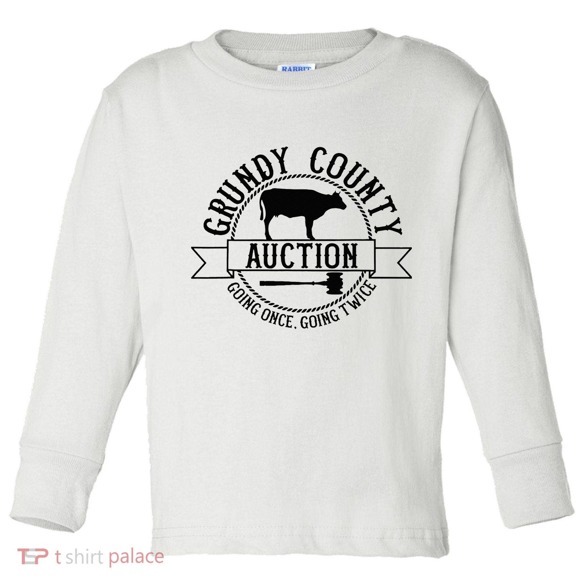 Retro Cow Cattle Grundy County Auction Western Country Farm Toddler Long Sleeve Shirt