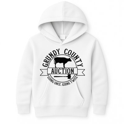 Retro Cow Cattle Grundy County Auction Western Country Farm Kids Hoodie