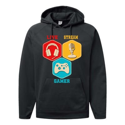 Retro Content Creator Game Video Game Live Stream Gamer Performance Fleece Hoodie