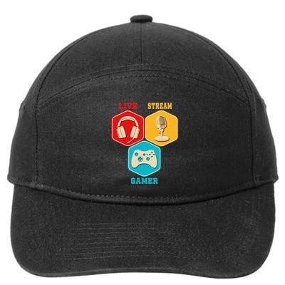 Retro Content Creator Game Video Game Live Stream Gamer 7-Panel Snapback Hat