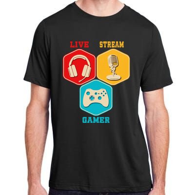 Retro Content Creator Game Video Game Live Stream Gamer Adult ChromaSoft Performance T-Shirt