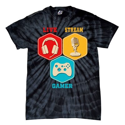 Retro Content Creator Game Video Game Live Stream Gamer Tie-Dye T-Shirt