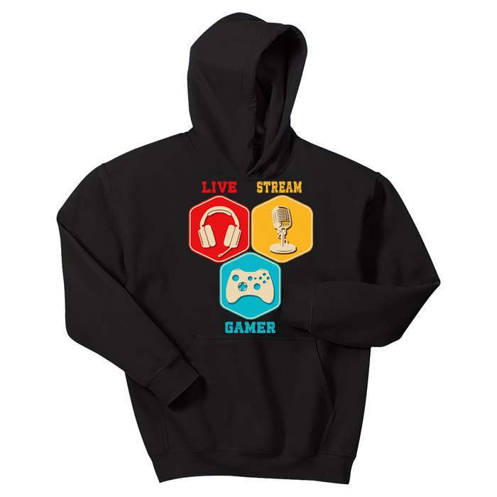 Retro Content Creator Game Video Game Live Stream Gamer Kids Hoodie