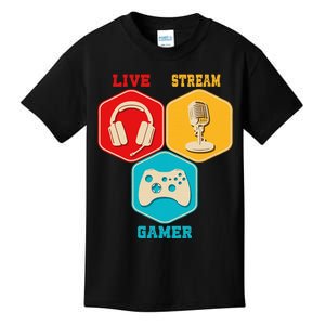 Retro Content Creator Game Video Game Live Stream Gamer Kids T-Shirt