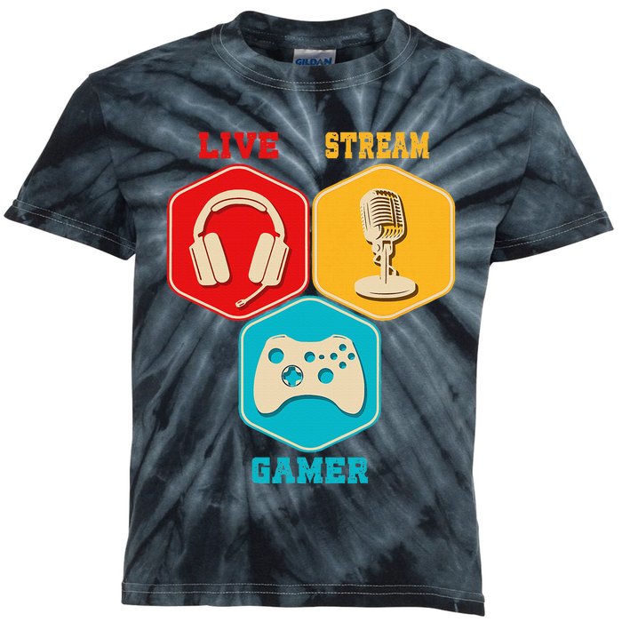 Retro Content Creator Game Video Game Live Stream Gamer Kids Tie-Dye T-Shirt