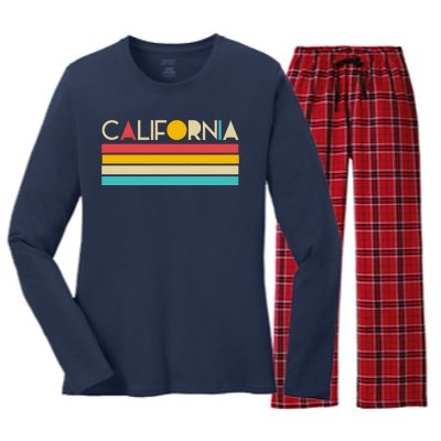 Retro Colors California Women's Long Sleeve Flannel Pajama Set 