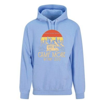 Retro Camping Camp More Worry Less Gift RV Camping Wilderness Unisex Surf Hoodie