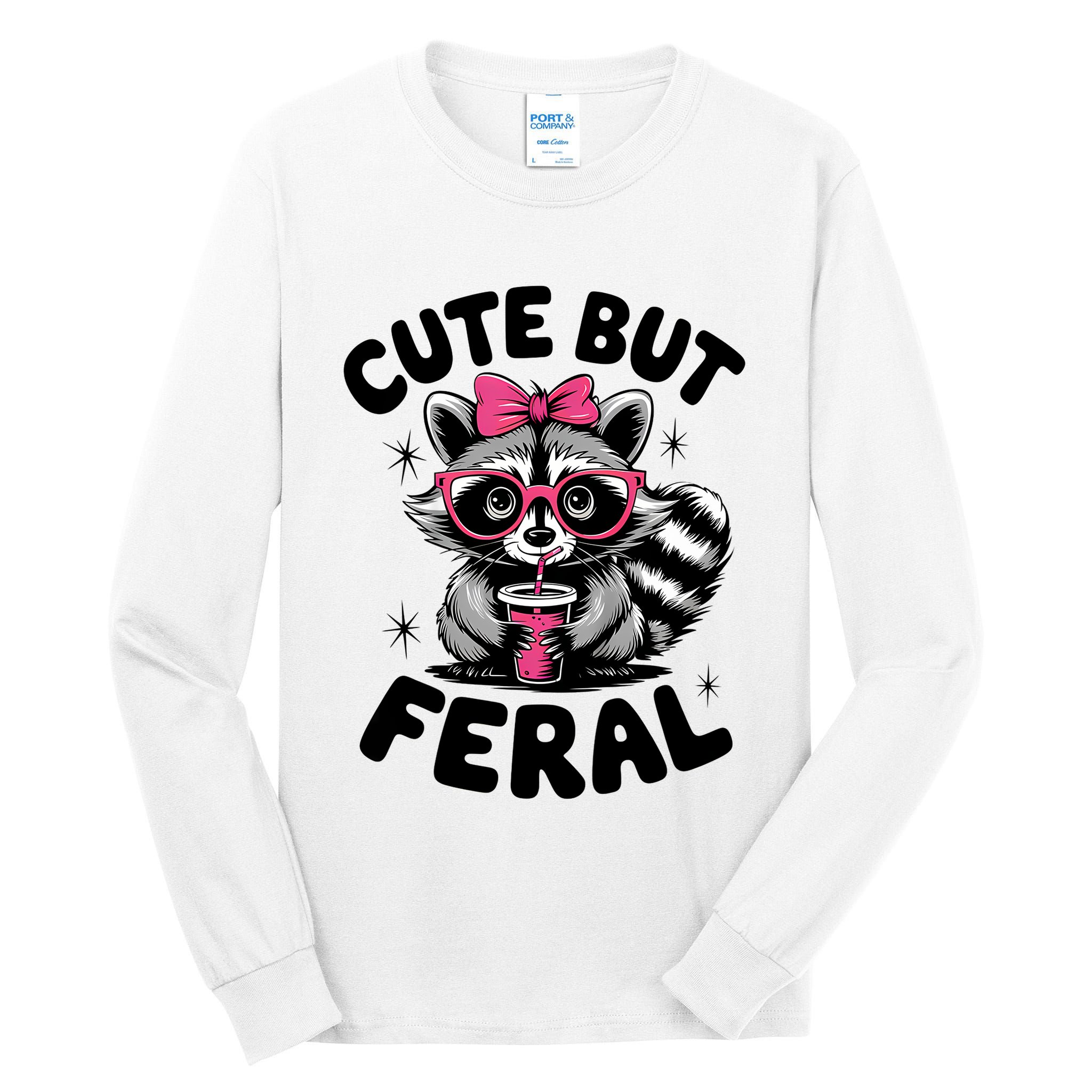 Racoon Cool Cute But Feral Teen Girl Tall Long Sleeve T-Shirt