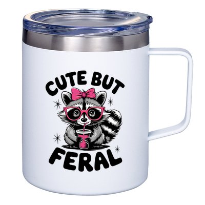 Racoon Cool Cute But Feral Teen Girl 12oz Stainless Steel Coffee Mug