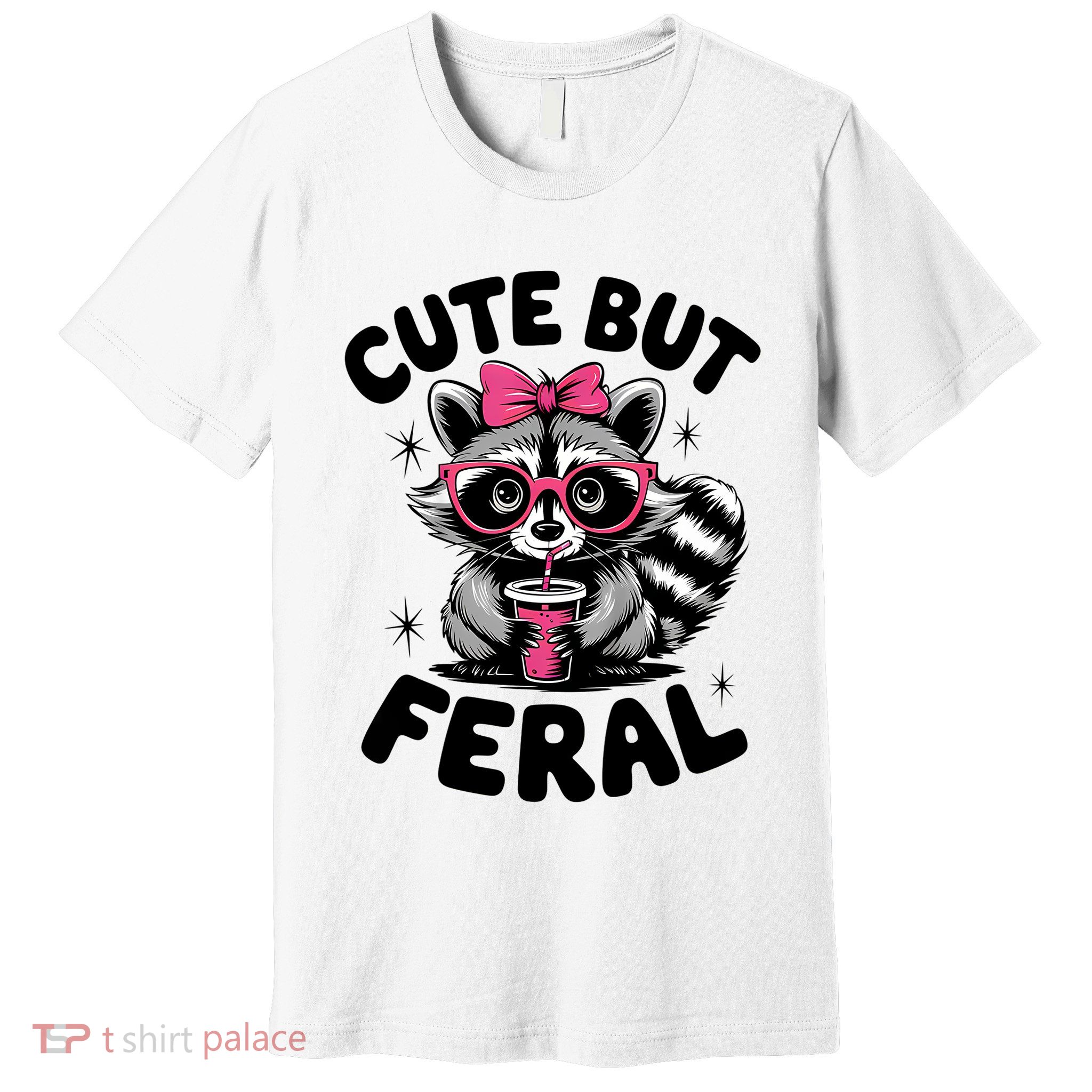 Racoon Cool Cute But Feral Teen Girl Premium T-Shirt