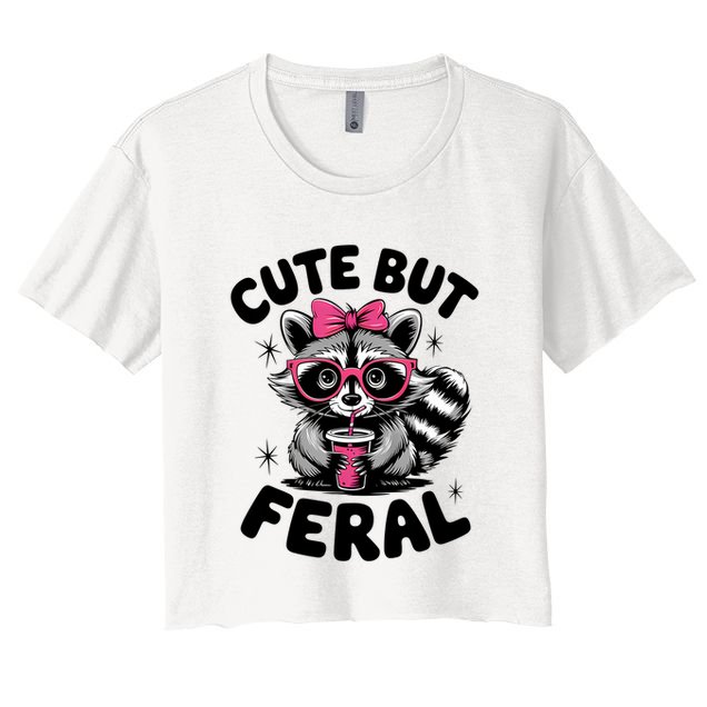 Racoon Cool Cute But Feral Teen Girl Crop Top