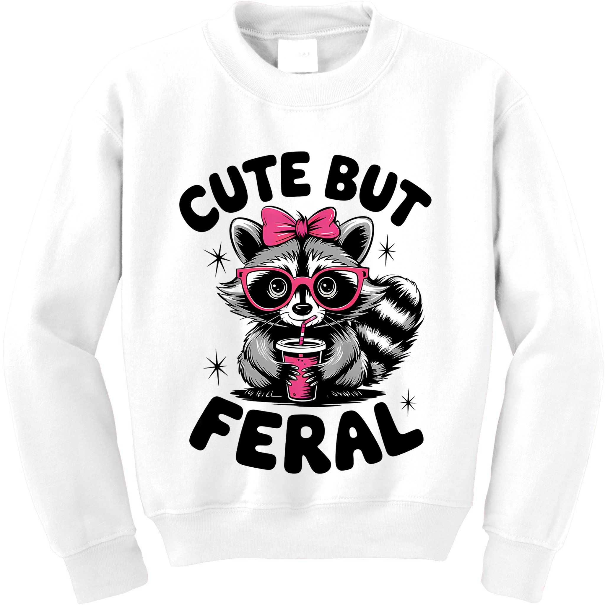 Racoon Cool Cute But Feral Teen Girl Kids Sweatshirt