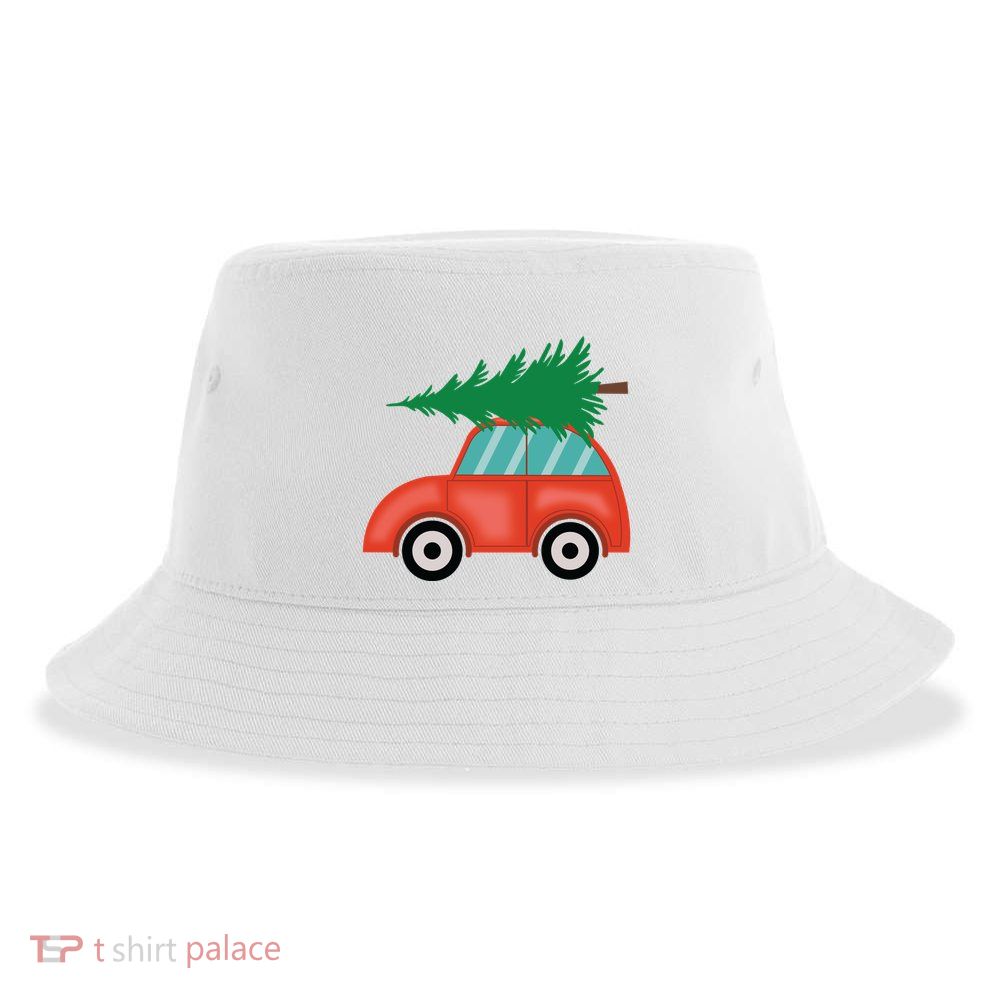 Red Car Christmas Sustainable Bucket Hat