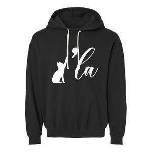 Retro Cat Comma La Cat Ladie La Garment-Dyed Fleece Hoodie