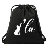 Retro Cat Comma La Cat Ladie La Drawstring Bag