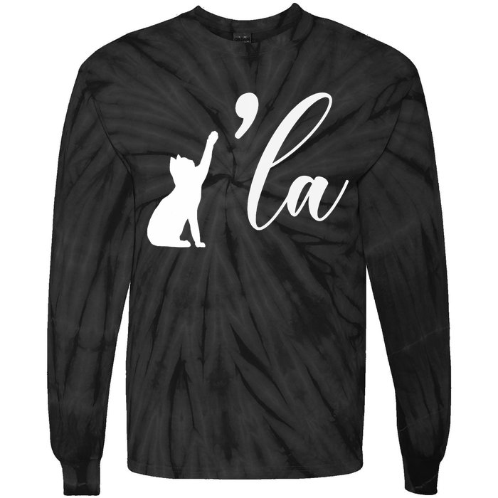 Retro Cat Comma La Cat Ladie La Tie-Dye Long Sleeve Shirt