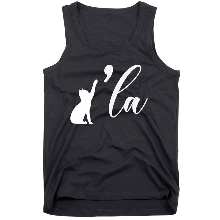 Retro Cat Comma La Cat Ladie La Tank Top