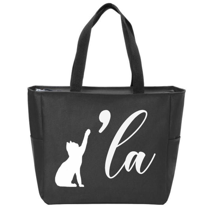 Retro Cat Comma La Cat Ladie La Zip Tote Bag