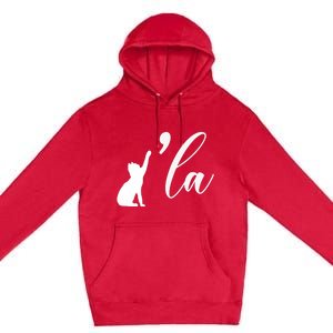 Retro Cat Comma La Cat Ladie La Premium Pullover Hoodie