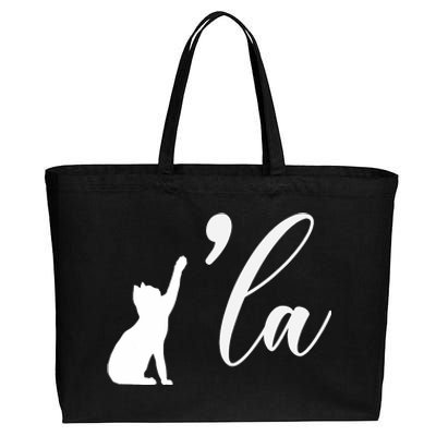 Retro Cat Comma La Cat Ladie La Cotton Canvas Jumbo Tote