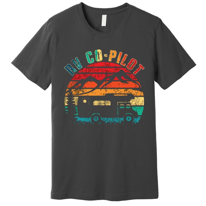 RV CoPilot Camping Funny Vintage Motorhome Travel Vacation Premium T-Shirt