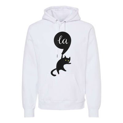 Retro Cat Comma La Kamala Harris For President 2024 Election Premium Hoodie