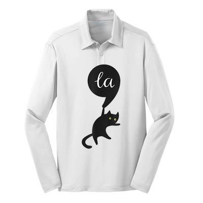 Retro Cat Comma La Kamala Harris For President 2024 Election Silk Touch Performance Long Sleeve Polo