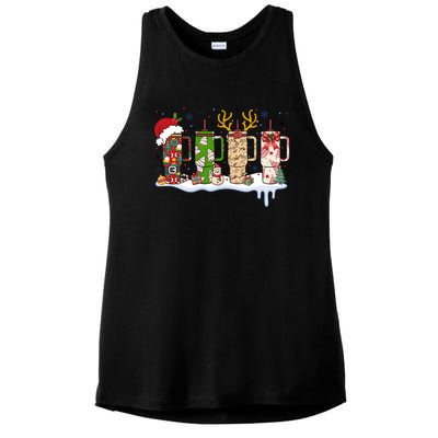 Retro Cup Christmas Santa Reindeer Ladies PosiCharge Tri-Blend Wicking Tank