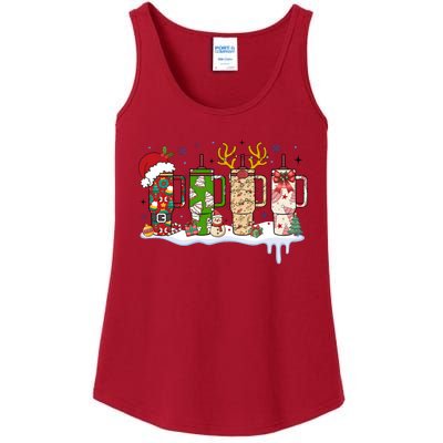 Retro Cup Christmas Santa Reindeer Ladies Essential Tank