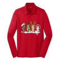 Retro Cup Christmas Santa Reindeer Silk Touch Performance Long Sleeve Polo