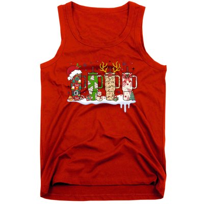 Retro Cup Christmas Santa Reindeer Tank Top