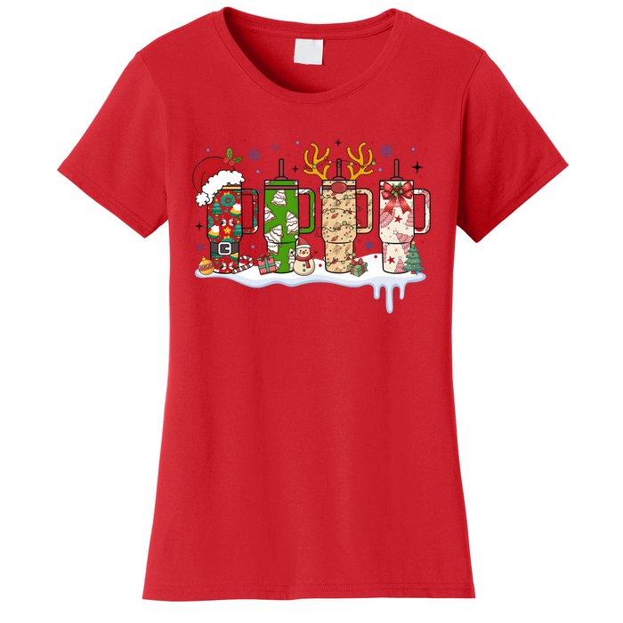 Retro Cup Christmas Santa Reindeer Women's T-Shirt