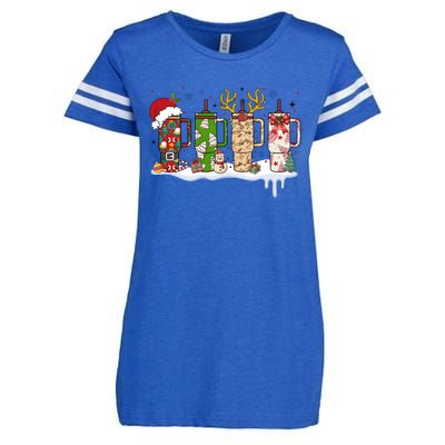 Retro Cup Christmas Santa Reindeer Enza Ladies Jersey Football T-Shirt