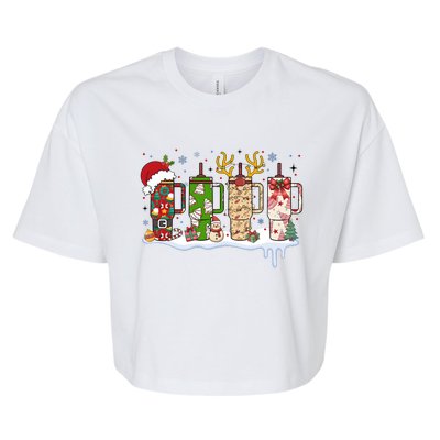 Retro Cup Christmas Santa Reindeer Bella+Canvas Jersey Crop Tee